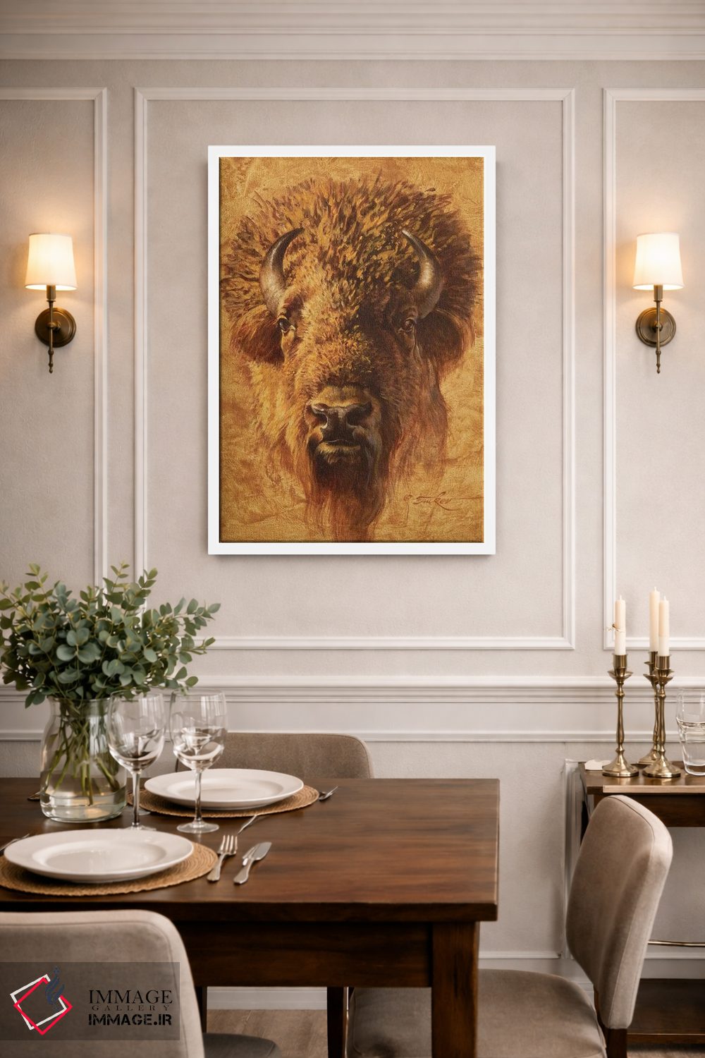 تابلو دکوراتیو پرتره گاومیش آمریکایی اثر ازرا تاکر - D1W