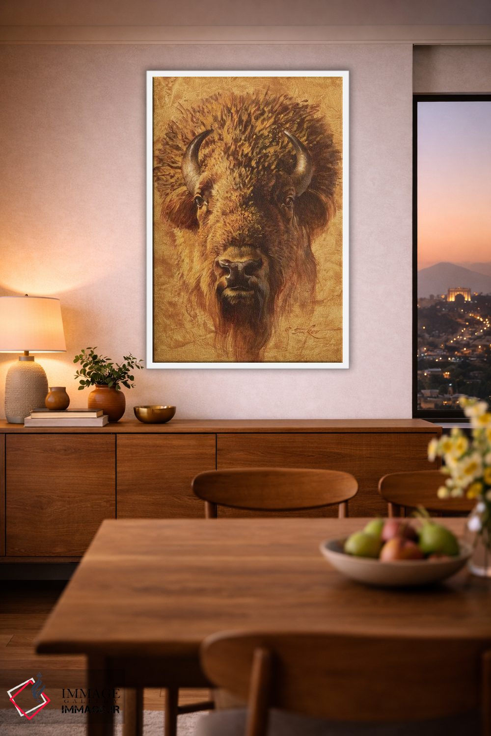 تابلو دکوراتیو پرتره گاومیش آمریکایی اثر ازرا تاکر - D2W