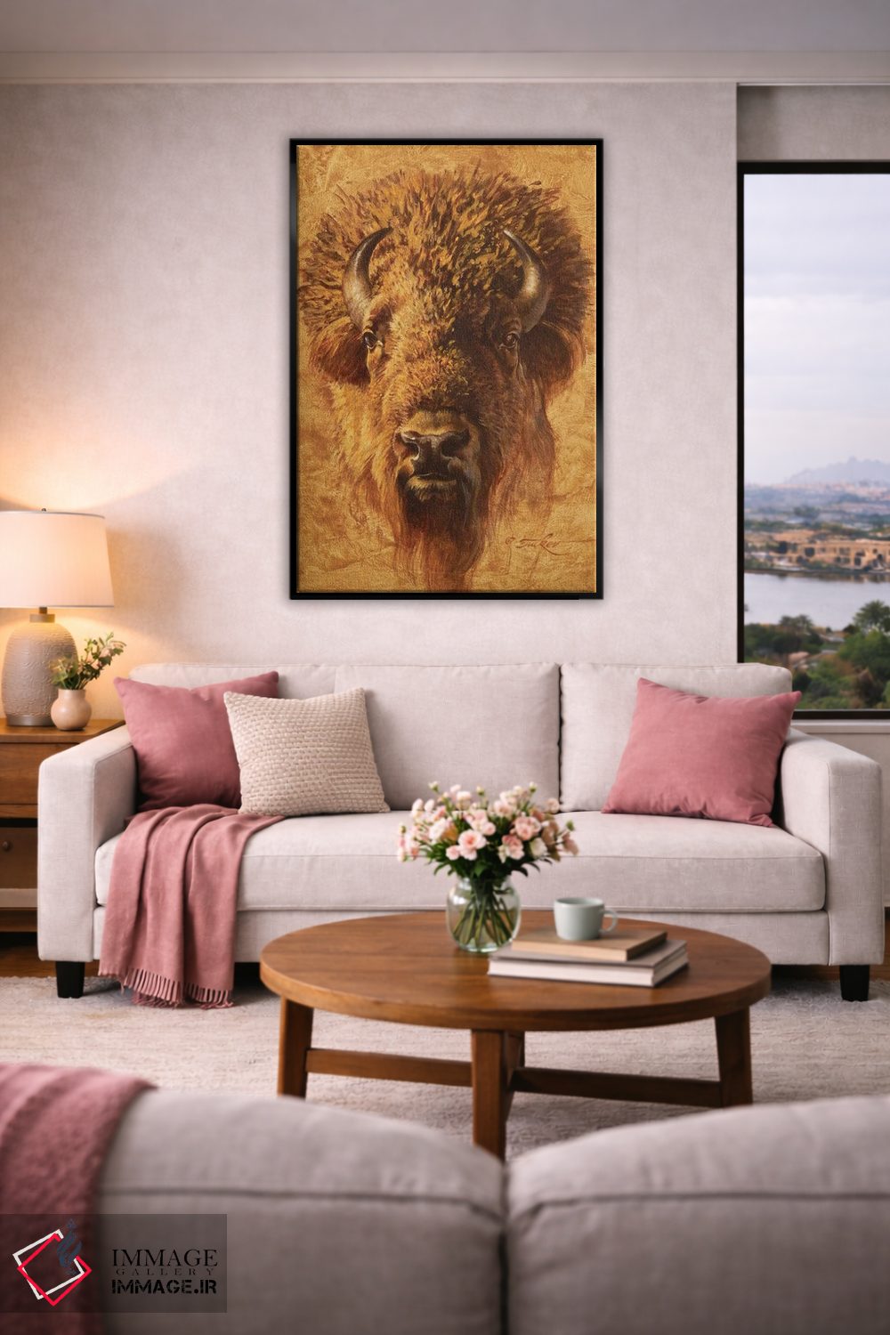 تابلو دکوراتیو پرتره گاومیش آمریکایی اثر ازرا تاکر - D4B