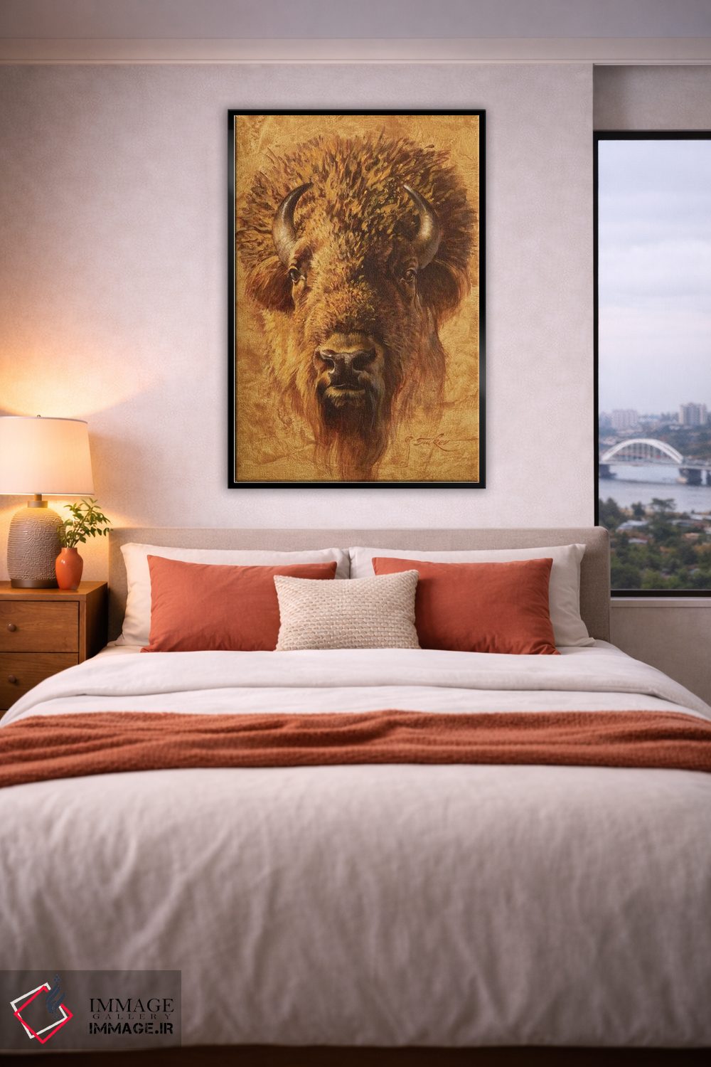 تابلو دکوراتیو پرتره گاومیش آمریکایی اثر ازرا تاکر - D5B