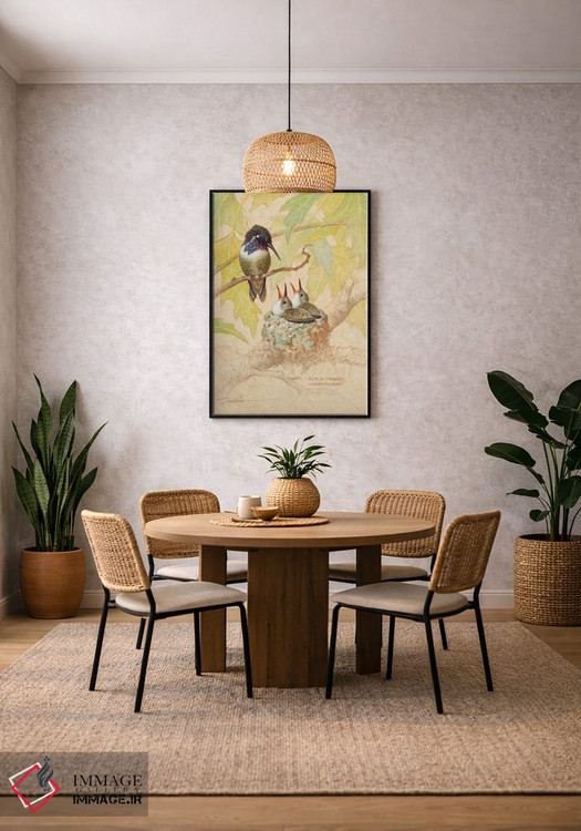 تابلو دکوراتیو لانه مرغ مگس خوار سیاه گلو اثر ازرا تاکر - D3B