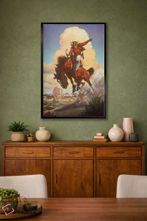 تابلو دکوراتیو رام کردن اسب های وحشی اثر ازرا تاکر - D2B