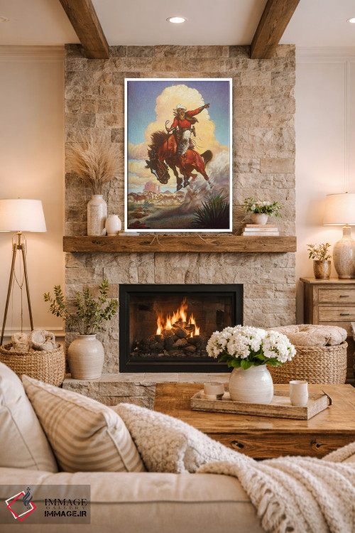 تابلو دکوراتیو رام کردن اسب های وحشی اثر ازرا تاکر - D1W