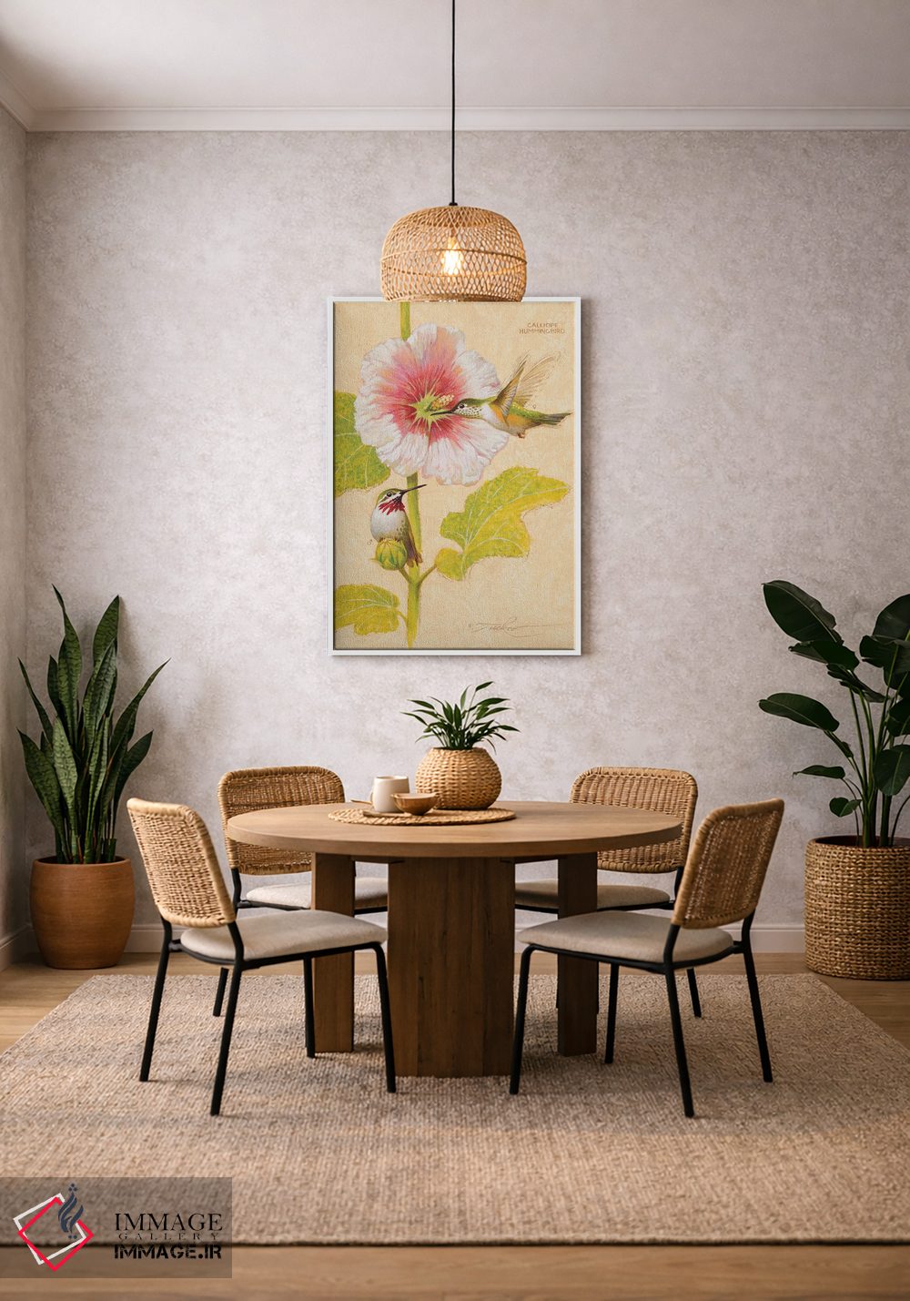 تابلو دکوراتیو مرغ مگس خوار کالیوپه نر و ماده اثر ازرا تاکر - D1W