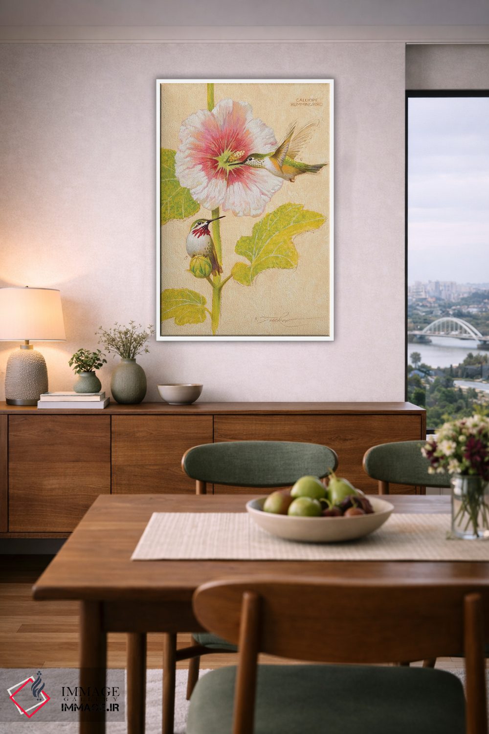 تابلو دکوراتیو مرغ مگس خوار کالیوپه نر و ماده اثر ازرا تاکر - D5W