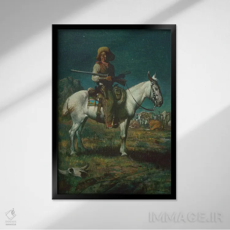 تابلو دکوراتیو در نگهبانی شبانه اثر ازرا تاکر - نمای قابدار مشکی