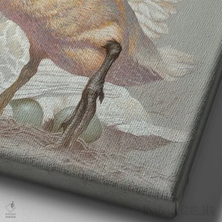 تابلو دکوراتیو محافظت از جوجه ها اثر ازرا تاکر - نمای نزدیک بافت بوم