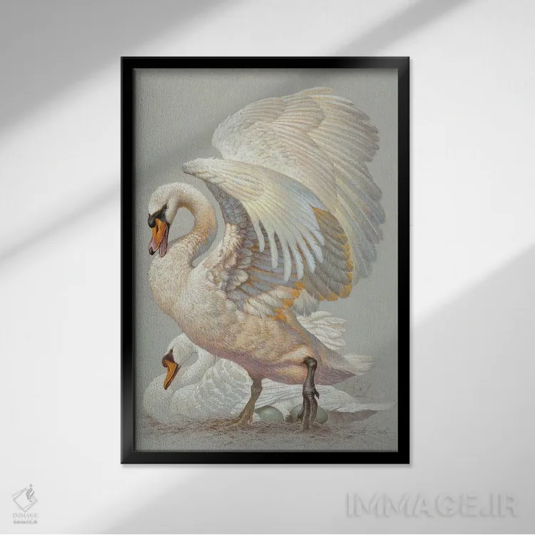 تابلو دکوراتیو محافظت از جوجه ها اثر ازرا تاکر - نمای قابدار مشکی