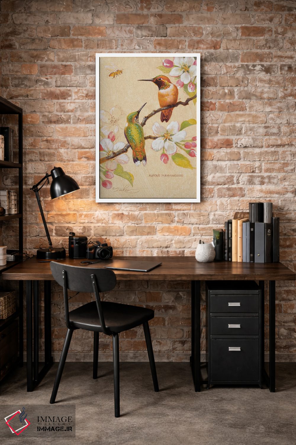 تابلو دکوراتیو مرغ های مگس خوار سرخ رنگ ۳ اثر ازرا تاکر - D1W