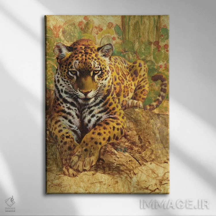 تابلو دکوراتیو ببر آمریکایی اثر ازرا تاکر - نمای روبهرو روی دیوار