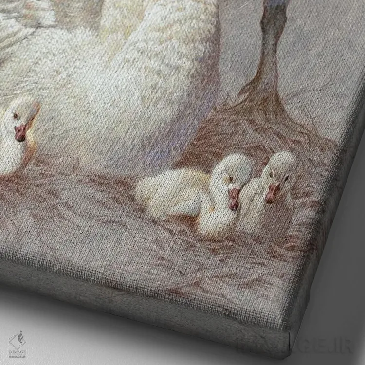 تابلو دکوراتیو اعلام خبر با شیپور اثر ازرا تاکر - نمای نزدیک بافت بوم