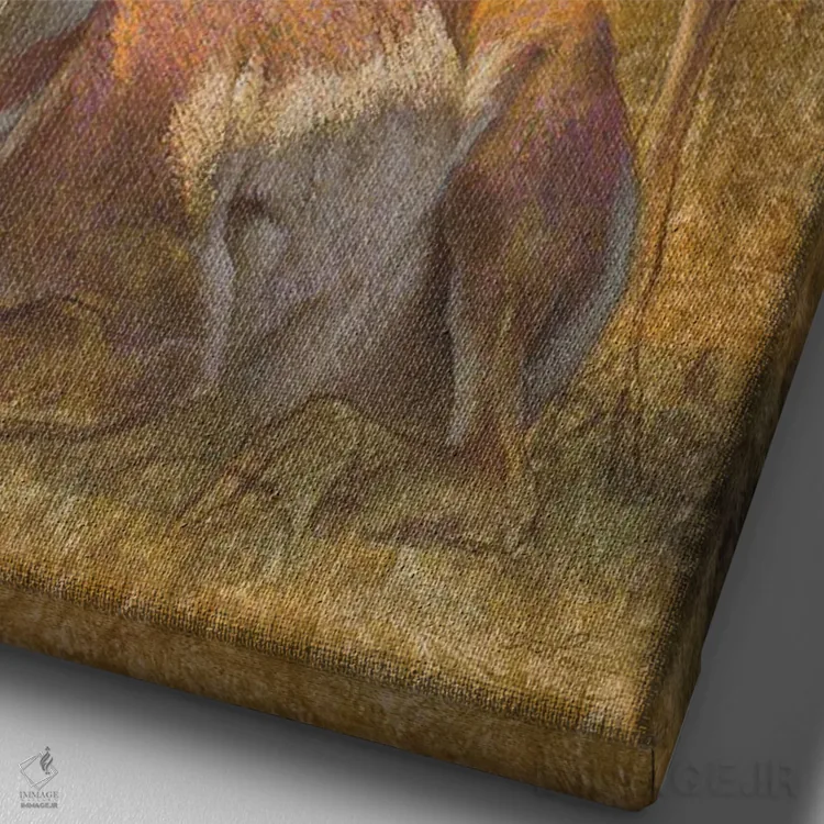 تابلو دکوراتیو آهوی شاخ شاخه اثر ازرا تاکر - نمای نزدیک بافت بوم