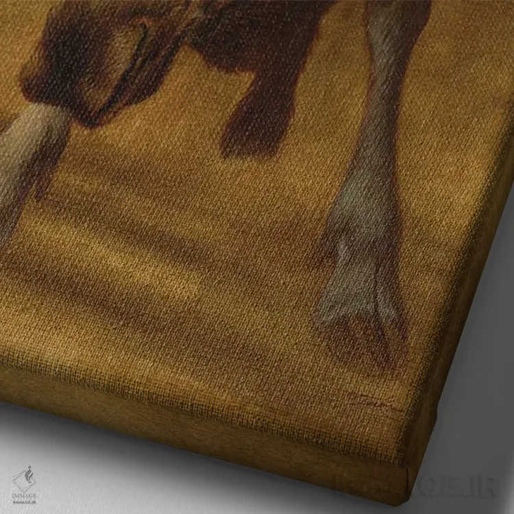 تابلو دکوراتیو گوزن زردستون اثر ازرا تاکر - نمای نزدیک بافت بوم