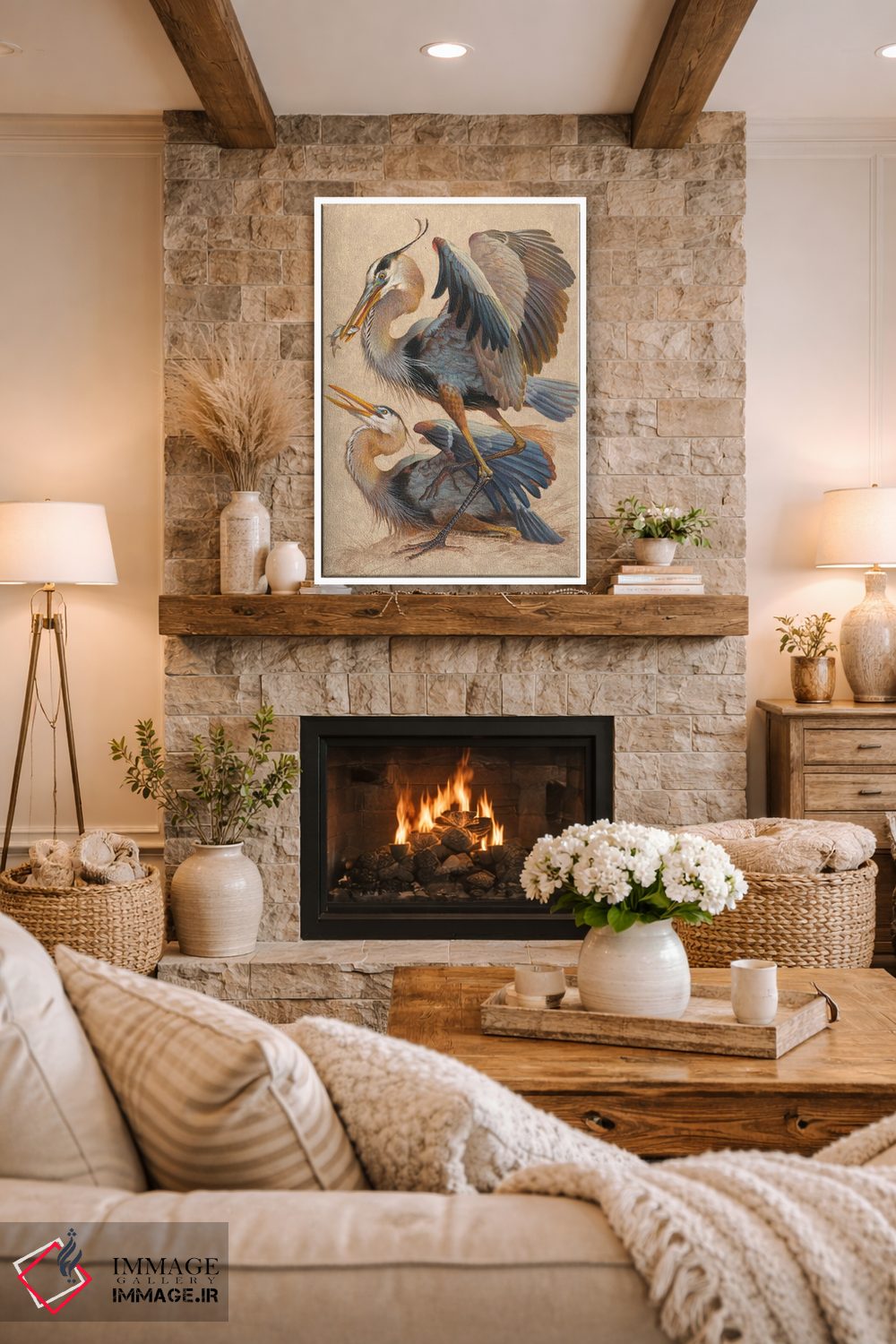 تابلو دکوراتیو حواصیل های آبی بزرگ اثر ازرا تاکر - D2W