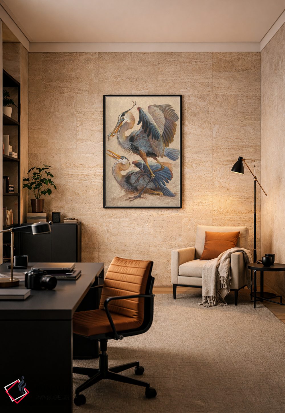 تابلو دکوراتیو حواصیل های آبی بزرگ اثر ازرا تاکر - D5B