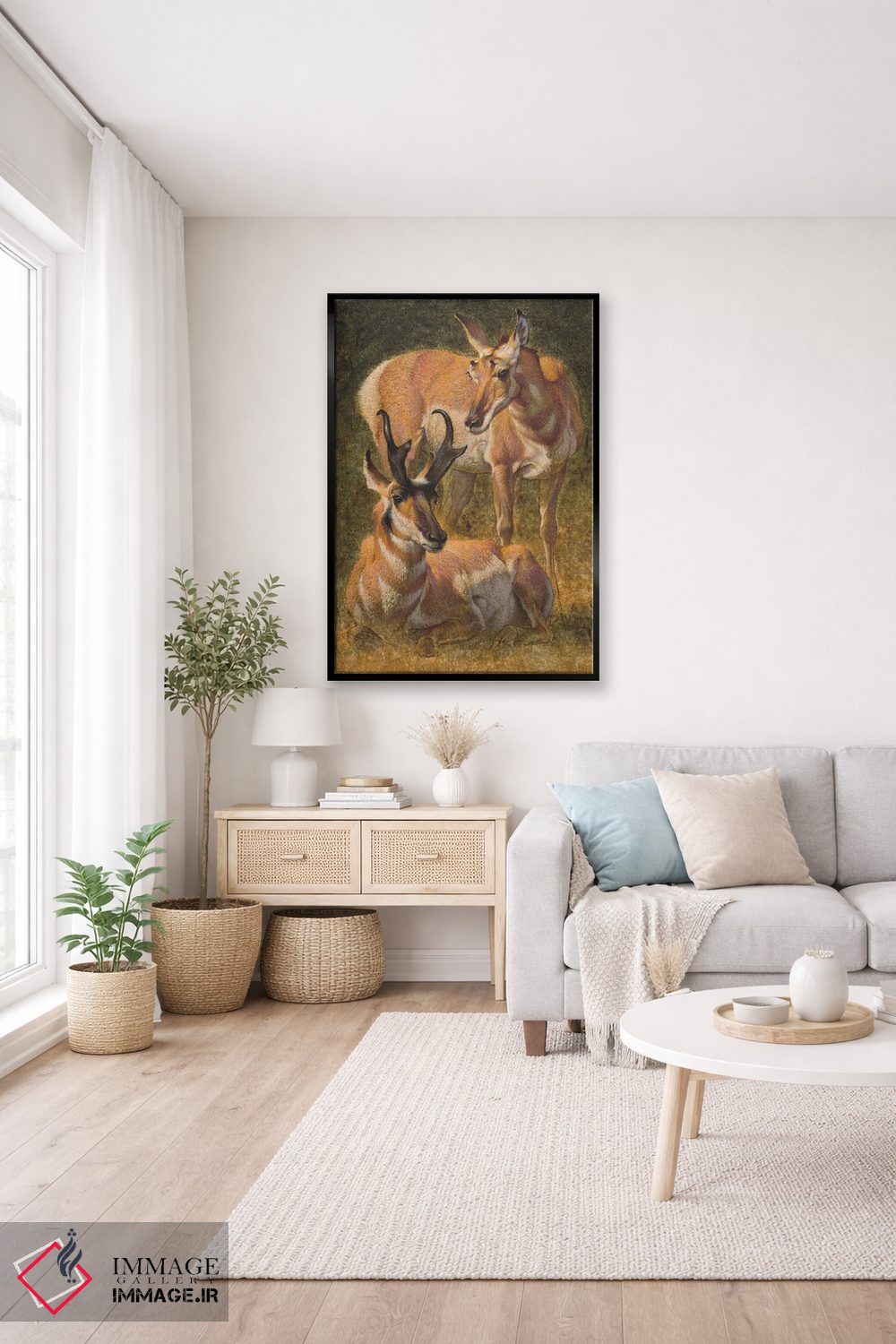 تابلو دکوراتیو آهوی شاخ شاخه اثر ازرا تاکر - D5B