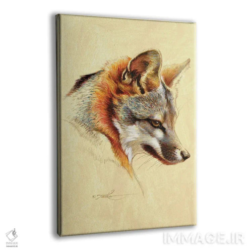 تابلو دکوراتیو پرتره روباه خاکستری اثر ازرا تاکر - نمای پرسپکتیو محصول