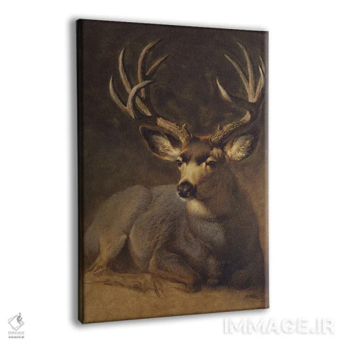 تابلو دکوراتیو آهو نر خاکستری زمستانی اثر ازرا تاکر - نمای پرسپکتیو محصول