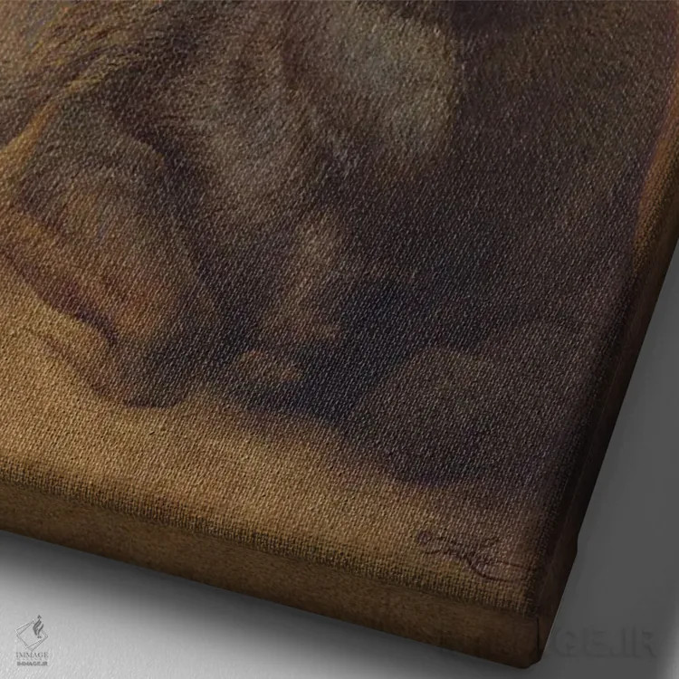 تابلو دکوراتیو آهو نر خاکستری زمستانی اثر ازرا تاکر - نمای نزدیک بافت بوم