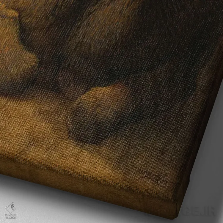 تابلو دکوراتیو قوچ کوهستان راکی اثر ازرا تاکر - نمای نزدیک بافت بوم