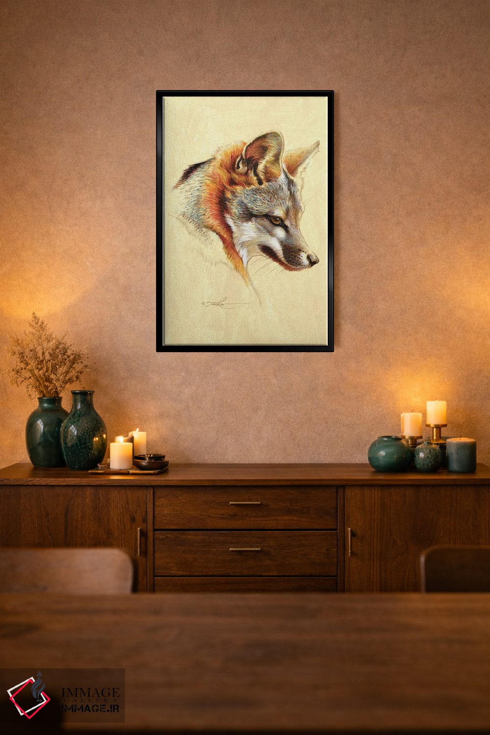 تابلو دکوراتیو پرتره روباه خاکستری اثر ازرا تاکر - D1B