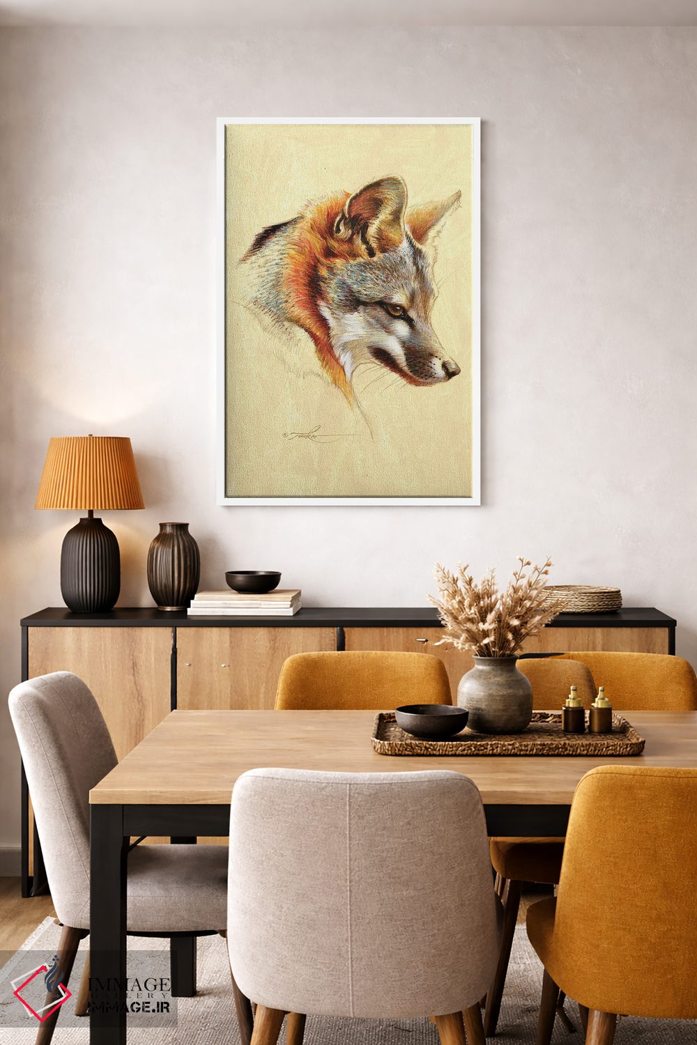 تابلو دکوراتیو پرتره روباه خاکستری اثر ازرا تاکر - D4W