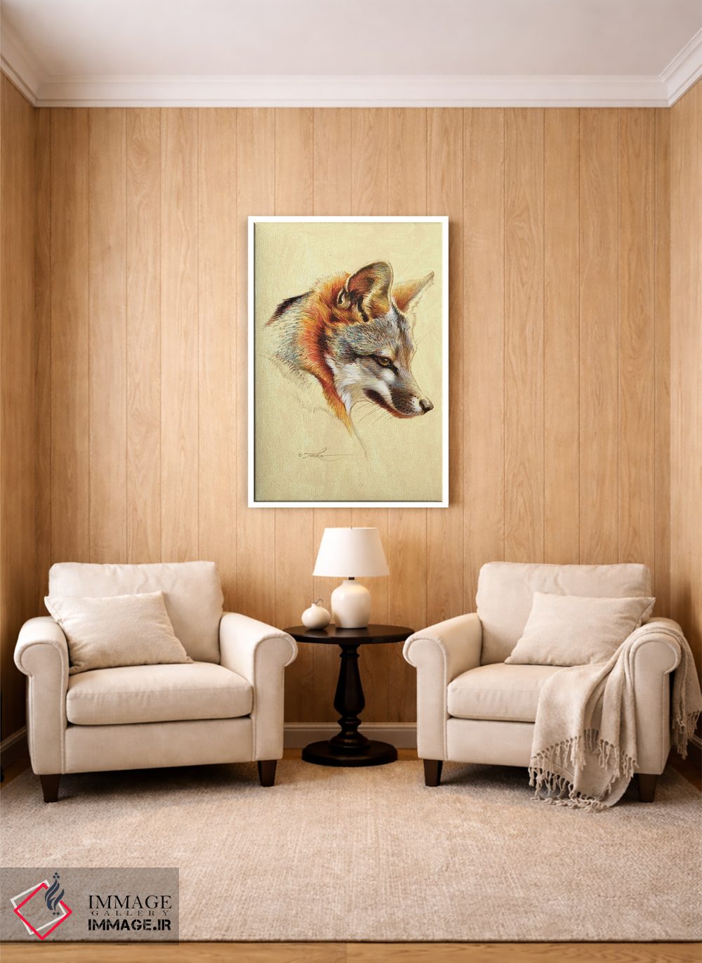 تابلو دکوراتیو پرتره روباه خاکستری اثر ازرا تاکر - D3W
