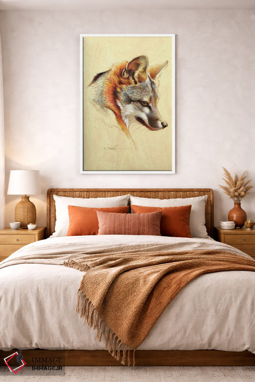 تابلو دکوراتیو پرتره روباه خاکستری اثر ازرا تاکر - D2W