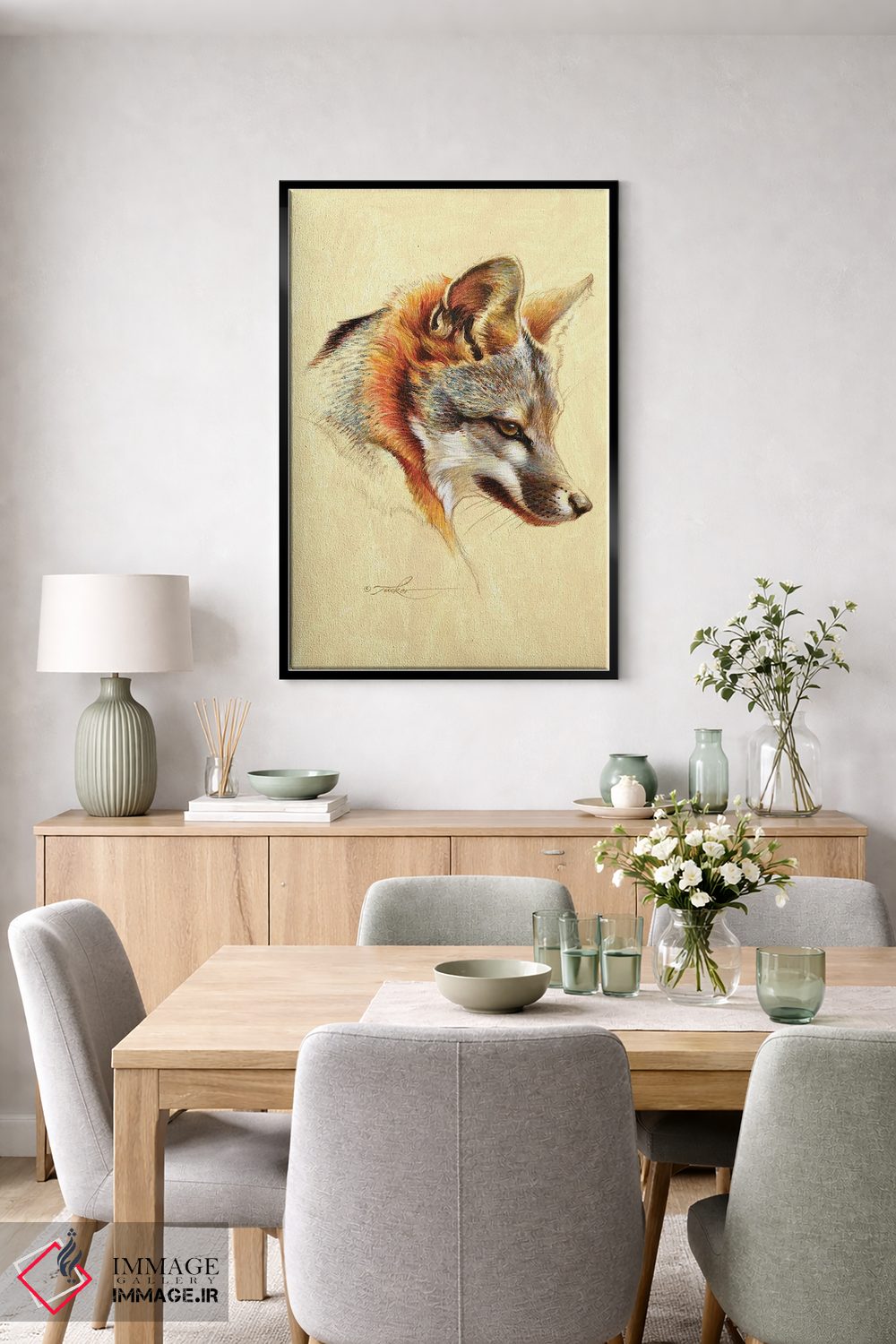 تابلو دکوراتیو پرتره روباه خاکستری اثر ازرا تاکر - D5B