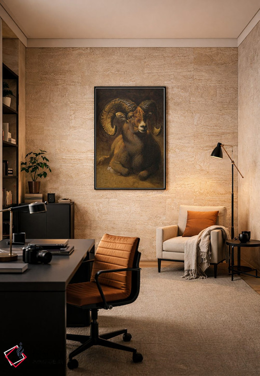 تابلو دکوراتیو قوچ کوهستان راکی اثر ازرا تاکر - D6B