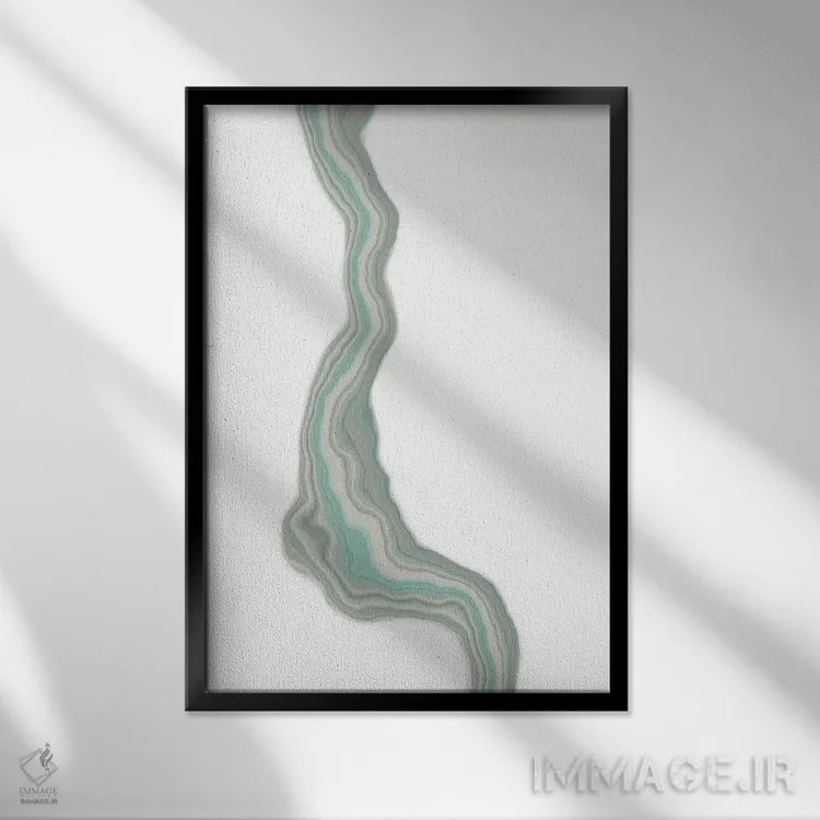 تابلو مینیمال یاقوت کبود ذوب شده اثر فایو بای فایو کالکتیو - نمای قابدار مشکی