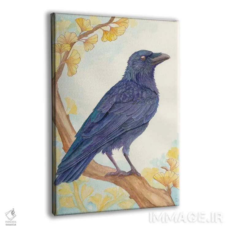 تابلو دکوراتیو کلاغ نشسته اثر مایت فلای آرت اند ایلاستریشن - نمای پرسپکتیو محصول