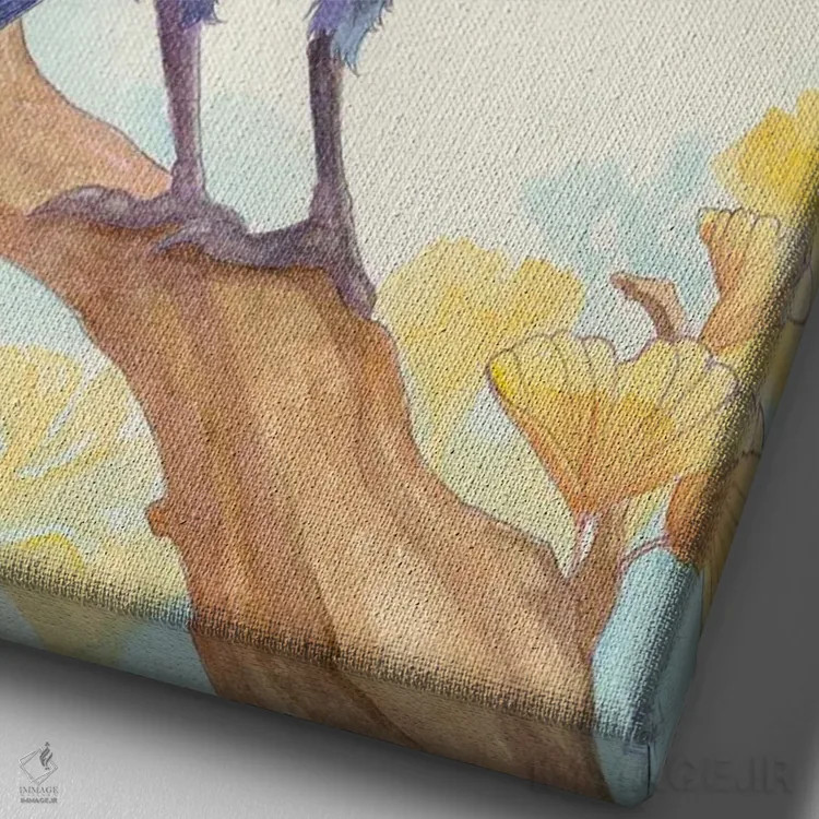 تابلو دکوراتیو کلاغ نشسته اثر مایت فلای آرت اند ایلاستریشن - نمای نزدیک بافت بوم