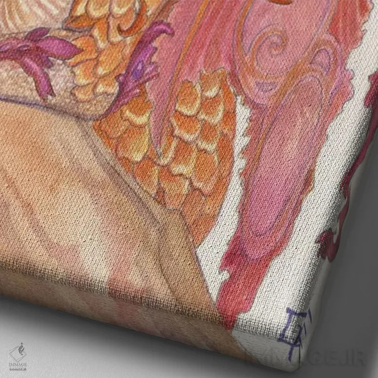 تابلو دکوراتیو اژدهای پاییزی اثر مایت فلای آرت اند ایلاستریشن - نمای نزدیک بافت بوم