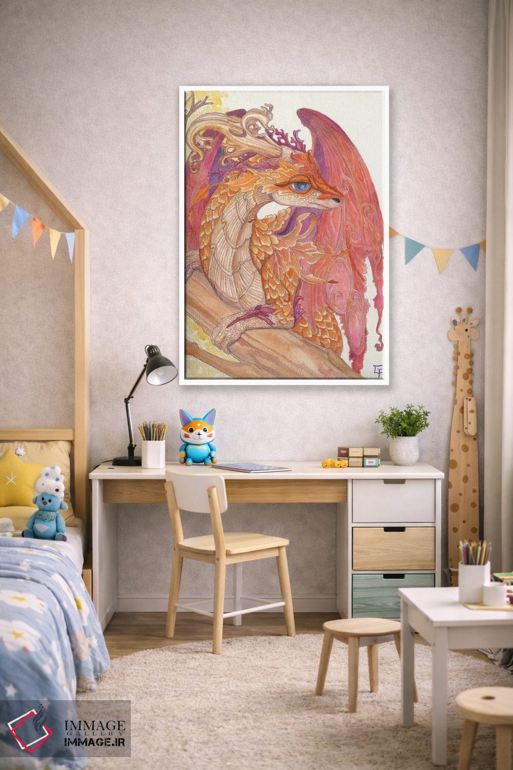 تابلو دکوراتیو اژدهای پاییزی اثر مایت فلای آرت اند ایلاستریشن - D1W
