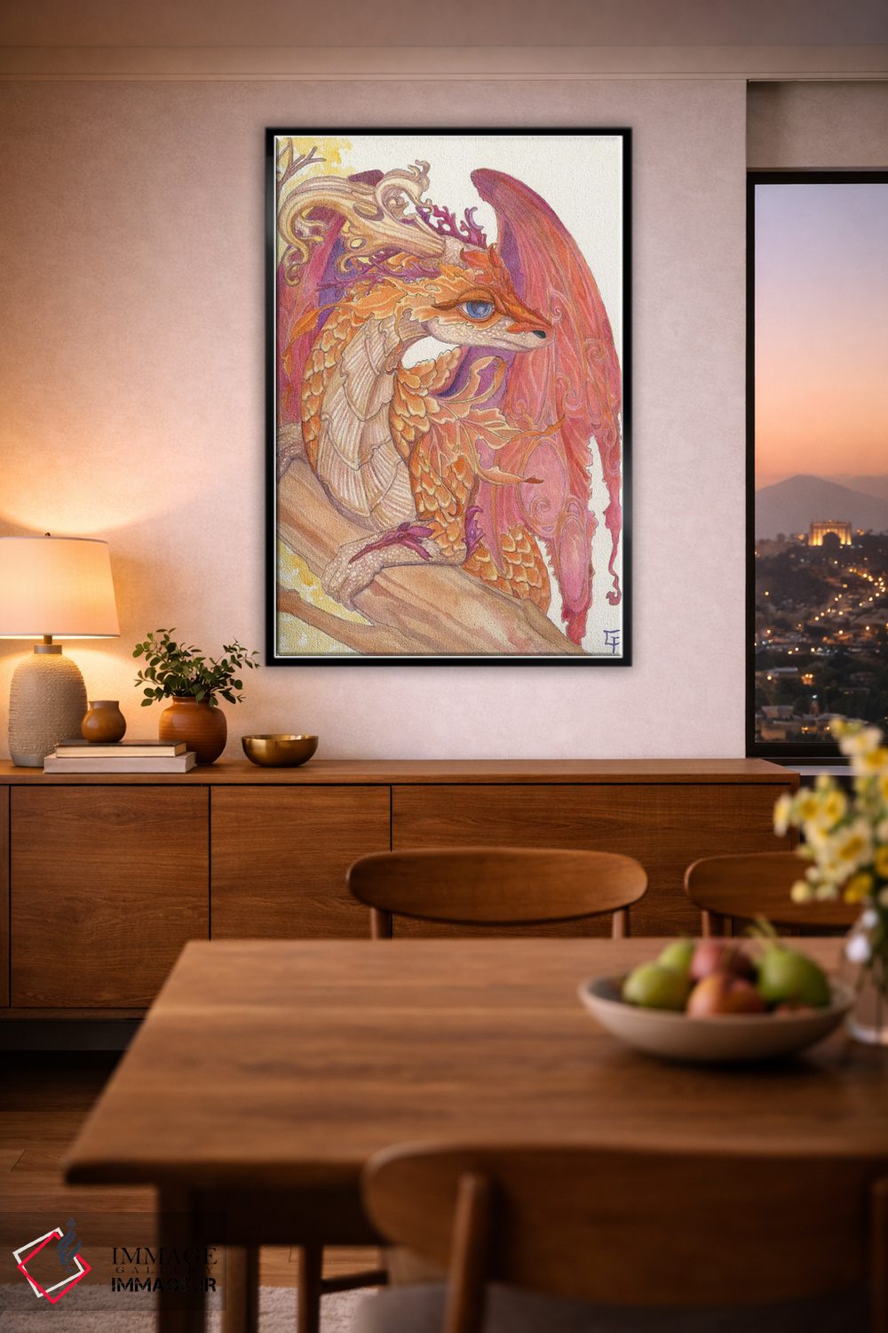 تابلو دکوراتیو اژدهای پاییزی اثر مایت فلای آرت اند ایلاستریشن - D2B