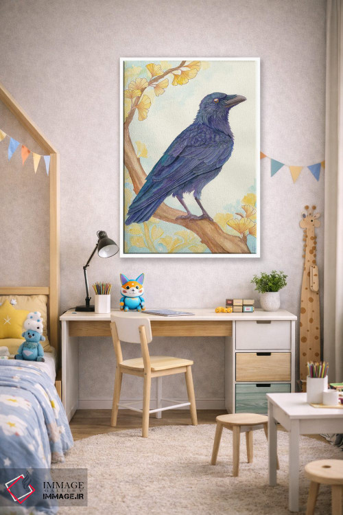 تابلو دکوراتیو کلاغ نشسته اثر مایت فلای آرت اند ایلاستریشن - D1W