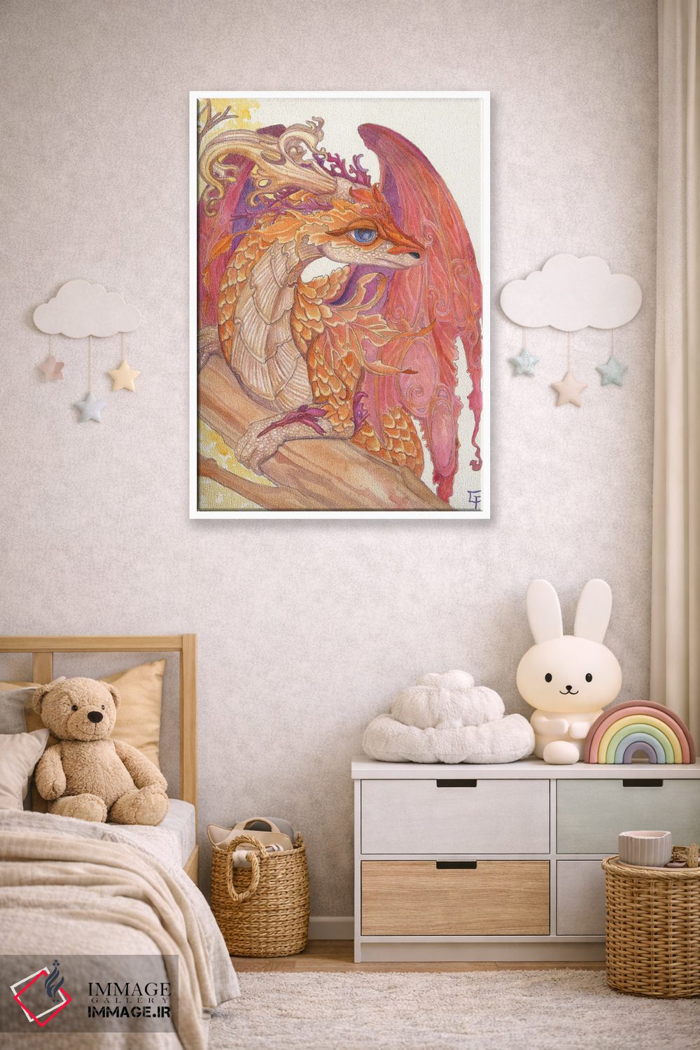 تابلو دکوراتیو اژدهای پاییزی اثر مایت فلای آرت اند ایلاستریشن - D4W