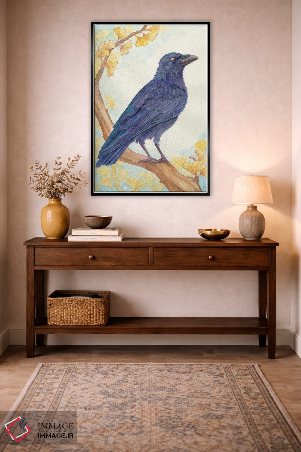تابلو دکوراتیو کلاغ نشسته اثر مایت فلای آرت اند ایلاستریشن - D4B
