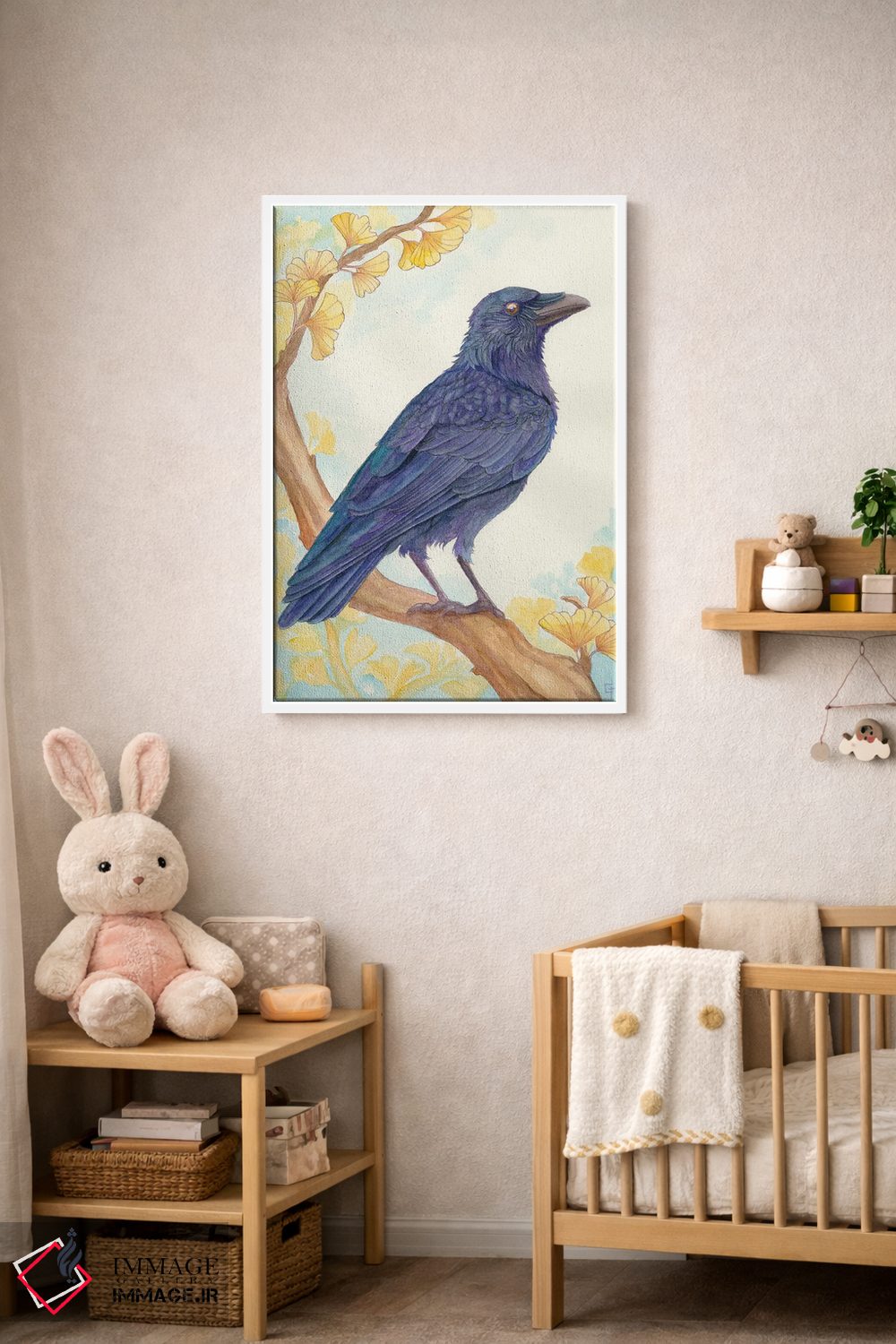 تابلو دکوراتیو کلاغ نشسته اثر مایت فلای آرت اند ایلاستریشن - D3W