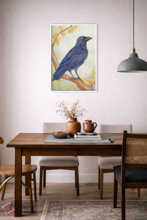 تابلو دکوراتیو کلاغ نشسته اثر مایت فلای آرت اند ایلاستریشن - D6W