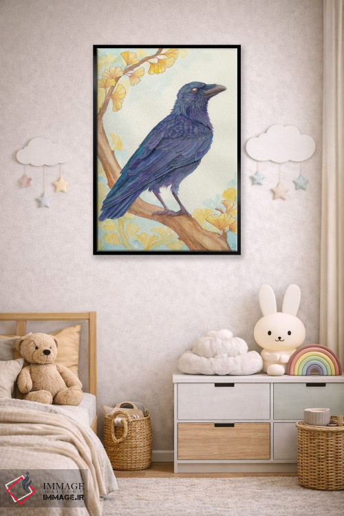 تابلو دکوراتیو کلاغ نشسته اثر مایت فلای آرت اند ایلاستریشن - D5B