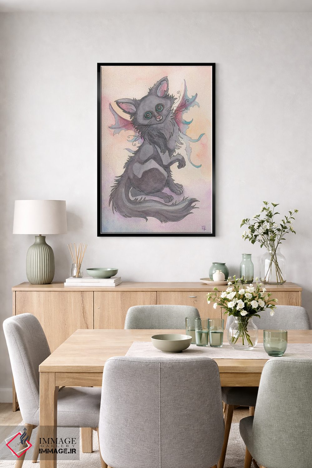 تابلو دکوراتیو گربه سپیده دم اثر مایت فلای آرت اند ایلاستریشن - D5B