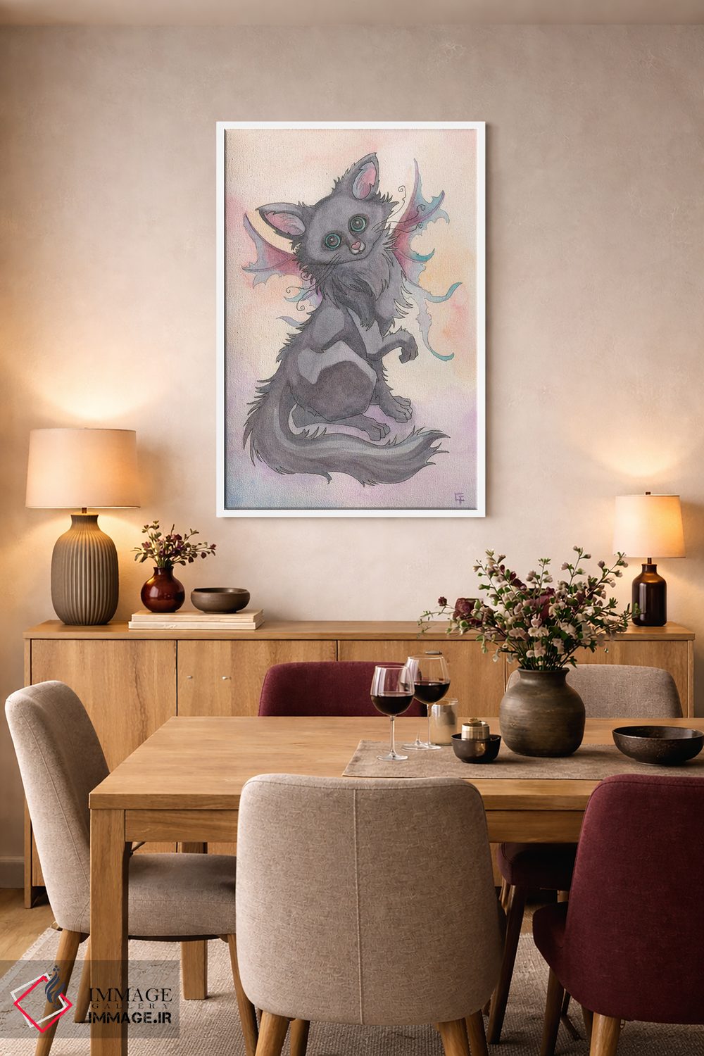 تابلو دکوراتیو گربه سپیده دم اثر مایت فلای آرت اند ایلاستریشن - D4W