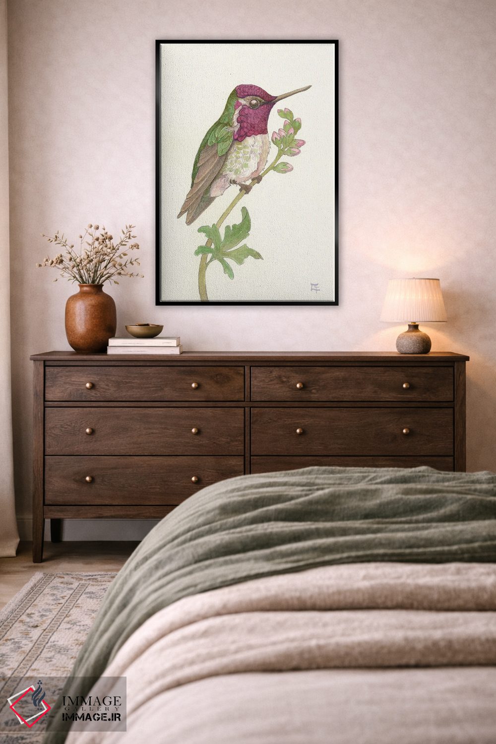 تابلو دکوراتیو مرغ مگس خوار آنا اثر مایت فلای آرت اند ایلاستریشن - D5B