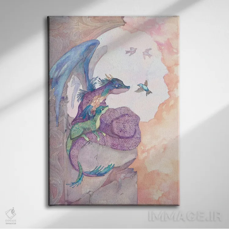 تابلو دکوراتیو چشم اندازی از آسمان اثر مایت فلای آرت اند ایلاستریشن - نمای روبهرو روی دیوار