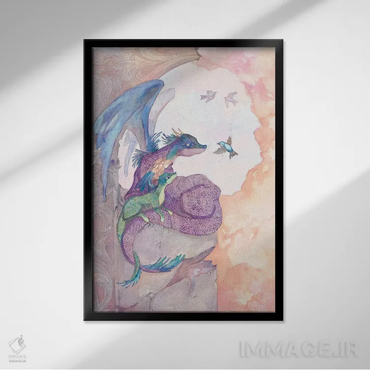 تابلو دکوراتیو چشم اندازی از آسمان اثر مایت فلای آرت اند ایلاستریشن - نمای قابدار مشکی