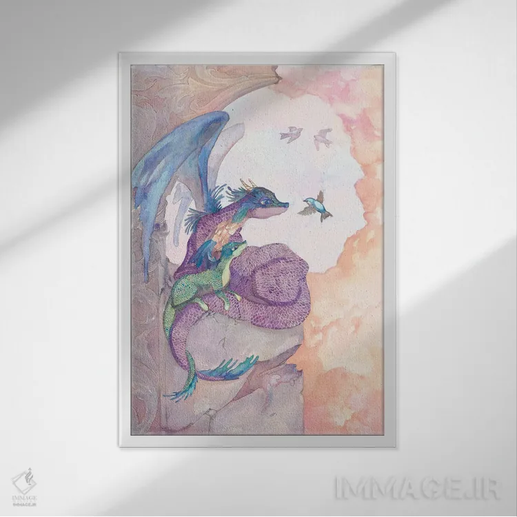 تابلو دکوراتیو چشم اندازی از آسمان اثر مایت فلای آرت اند ایلاستریشن - نمای قابدار سفید