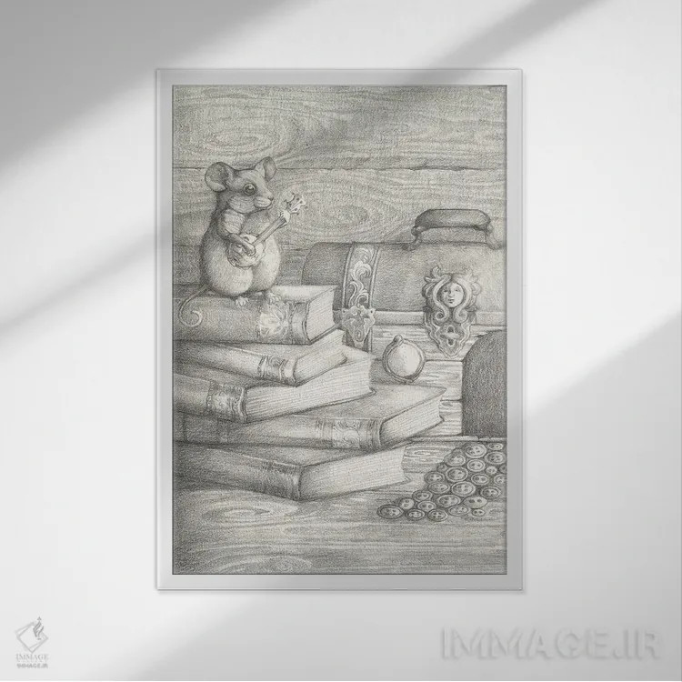 تابلو دکوراتیو لحظه موسیقایی اثر مایت فلای آرت اند ایلاستریشن - نمای قابدار سفید