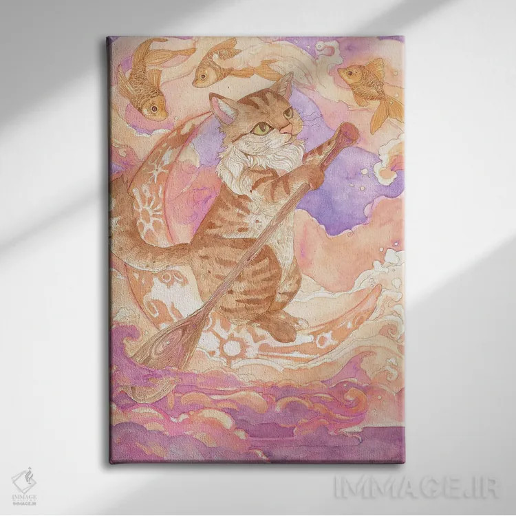 تابلو دکوراتیو میان ماهی های ستاره ای اثر مایت فلای آرت اند ایلاستریشن - نمای روبهرو روی دیوار